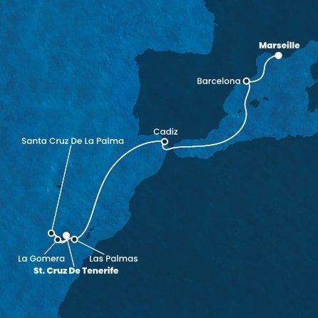 Francie, Španělsko, La Gomera z Marseille na lodi Costa Fortuna