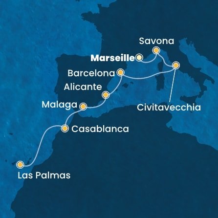Francie, Itálie, Španělsko, Maroko z Marseille na lodi Costa Pacifica