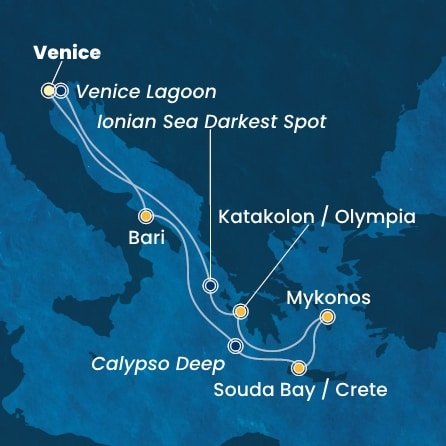 Itálie, Kréta, Řecko z Marghery na lodi Costa Deliziosa