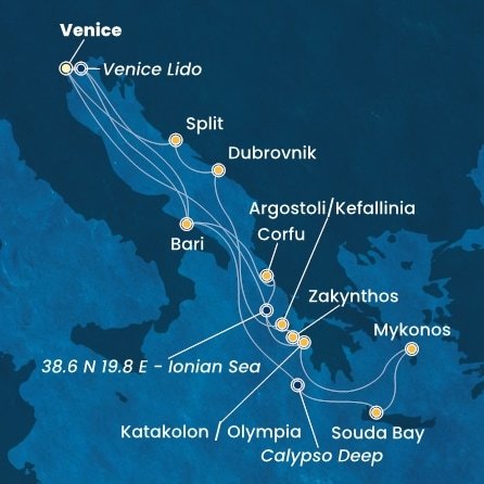 Itálie, Řecko, Chorvatsko z Marghery na lodi Costa Deliziosa