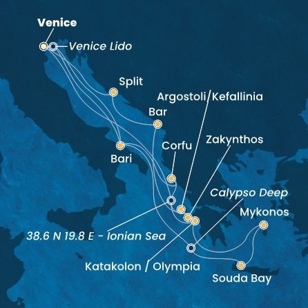 Itálie, Řecko, Černá Hora, Chorvatsko z Marghery na lodi Costa Deliziosa