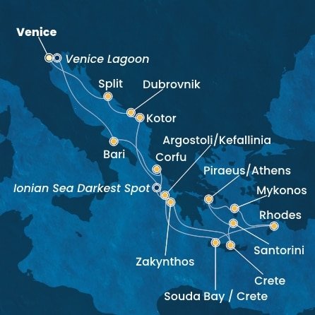 Itálie, Řecko, Černá Hora, Chorvatsko z Marghery na lodi Costa Deliziosa