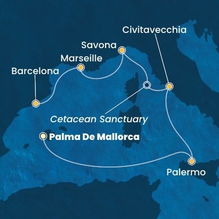 Mallorca, Sicílie, Itálie, Francie, Španělsko z Palma de Mallorca na lodi Costa Toscana