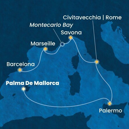 Španělsko, Itálie, Francie z Palma de Mallorca na lodi Costa Toscana