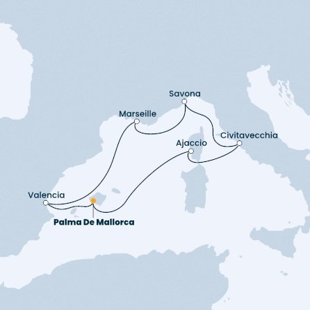 Španělsko, Francie, Itálie z Palma de Mallorca na lodi Costa Diadema