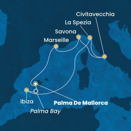 Španělsko, Itálie, Francie z Palma de Mallorca na lodi Costa Pacifica
