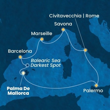 Španělsko, Itálie, Francie z Palma de Mallorca na lodi Costa Toscana