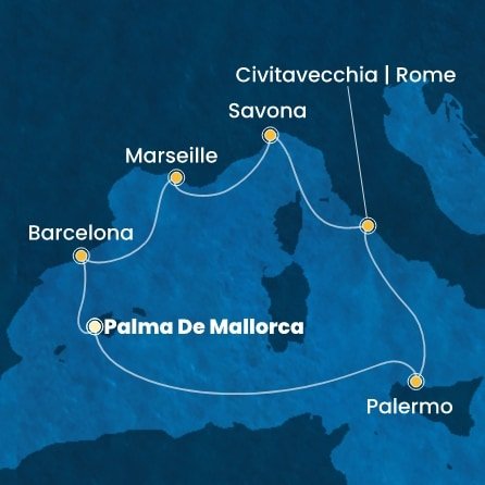 Španělsko, Itálie, Francie z Palma de Mallorca na lodi Costa Toscana