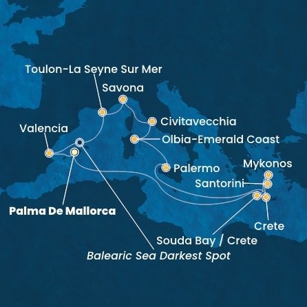 Španělsko, Řecko, Itálie, Francie z Palma de Mallorca na lodi Costa Pacifica