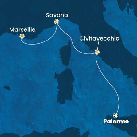 Itálie, Francie z Palerma na lodi Costa Toscana