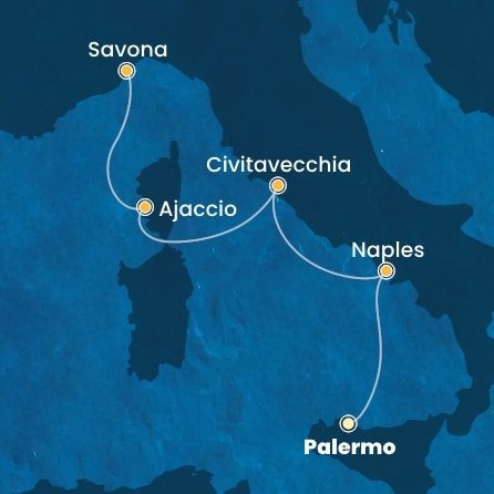 Itálie, Francie z Palerma na lodi Costa Fascinosa