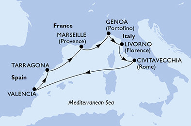 Francie, Itálie, Španělsko z Marseille na lodi MSC Lirica
