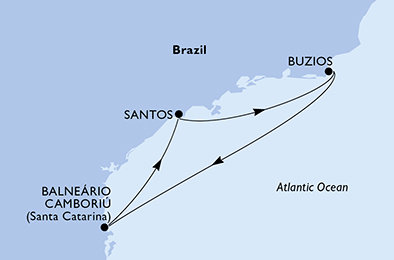 Brazílie ze Santosu na lodi MSC Divina
