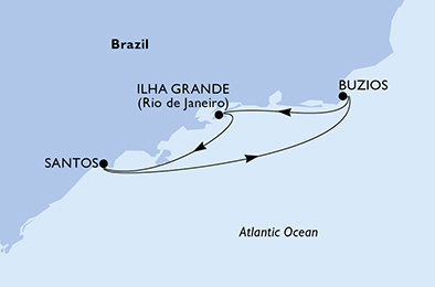 Brazílie ze Santosu na lodi MSC Meraviglia
