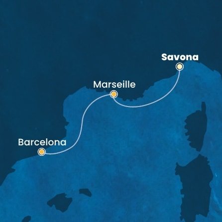 Itálie, Francie, Španělsko ze Savony na lodi Costa Favolosa