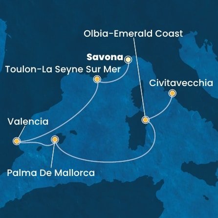 Itálie, Francie, Španělsko ze Savony na lodi Costa Pacifica