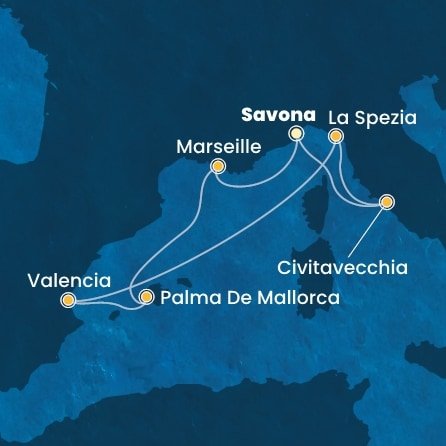 Itálie, Francie, Španělsko ze Savony na lodi Costa Pacifica