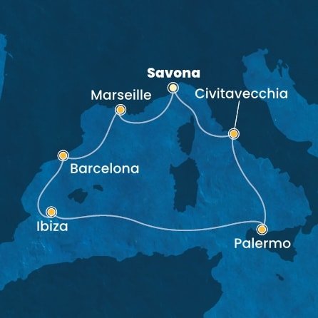 Itálie, Francie, Španělsko ze Savony na lodi Costa Smeralda