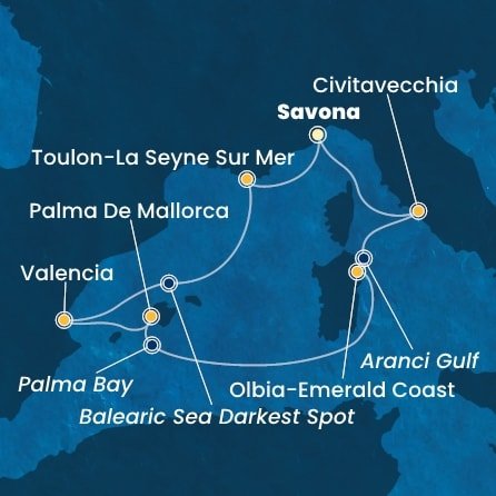 Itálie, Francie, Španělsko ze Savony na lodi Costa Pacifica