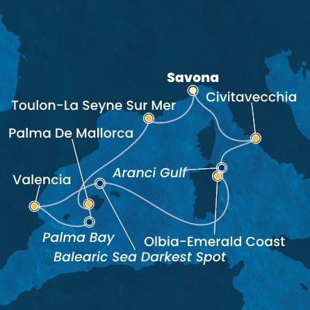 Itálie, Francie, Španělsko ze Savony na lodi Costa Pacifica