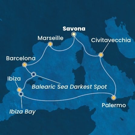 Itálie, Francie, Španělsko ze Savony na lodi Costa Toscana