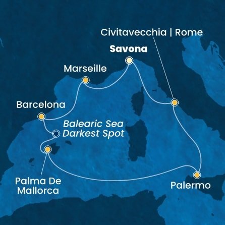 Itálie, Francie, Španělsko ze Savony na lodi Costa Toscana