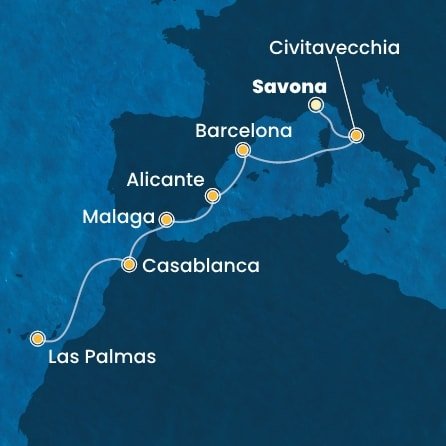 Itálie, Španělsko, Maroko ze Savony na lodi Costa Pacifica