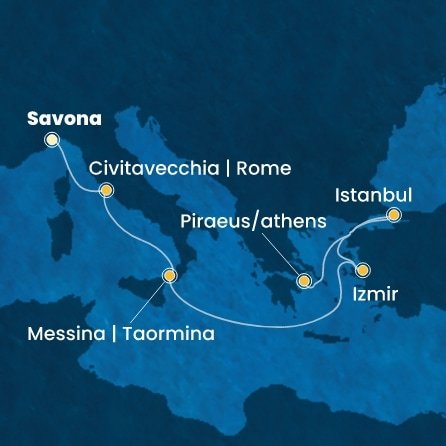 Turecko, Řecko, Malta, Itálie, Španělsko, Francie z Istanbulu na lodi Costa Fortuna