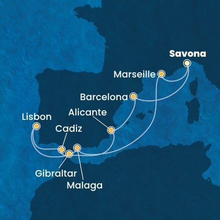 Itálie, Španělsko, Portugalsko, Velká Británie, Francie ze Savony na lodi Costa Diadema