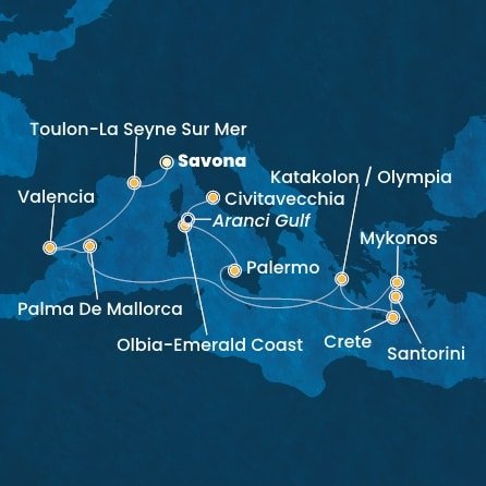 Itálie, Francie, Španělsko, Řecko, Kréta ze Savony na lodi Costa Pacifica