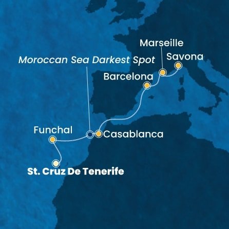 Španělsko, Portugalsko, Maroko, Francie, Itálie z Tenerife na lodi Costa Fortuna