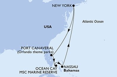 USA - Východní pobřeží, USA, Bahamy z New Yorku na lodi MSC Meraviglia