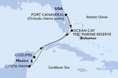 USA, Bahamy, Mexiko z Port Canaveralu na lodi MSC Seaside
