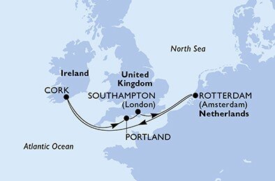 Velká Británie, Nizozemsko, Irsko ze Southamptonu na lodi MSC Virtuosa