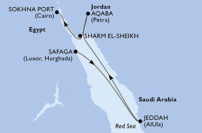 Egypt, Saúdská Arábie, Jordánsko ze Safagy na lodi MSC Orchestra
