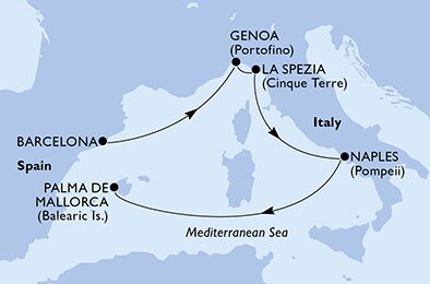 Španělsko, Itálie z Barcelony na lodi MSC Fantasia