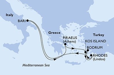 Itálie, Řecko, Turecko z Bari na lodi MSC Opera