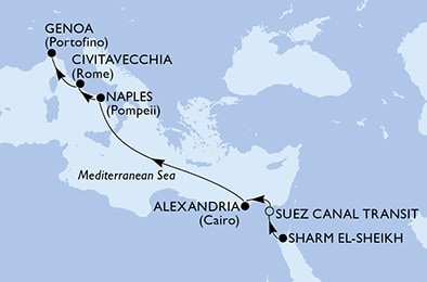 Egypt, Itálie na lodi MSC Musica