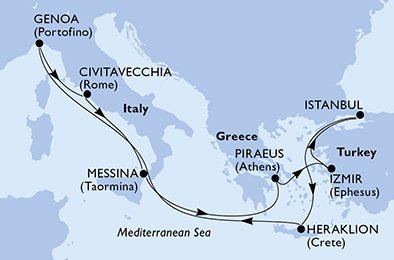 Itálie, Řecko, Turecko z Civitavecchia na lodi MSC Sinfonia