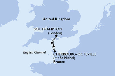 Velká Británie, Francie ze Southamptonu na lodi MSC Virtuosa