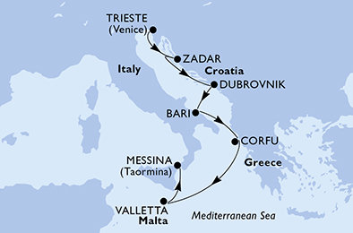 Itálie, Chorvatsko, Řecko, Malta, Sicílie na lodi MSC Fantasia