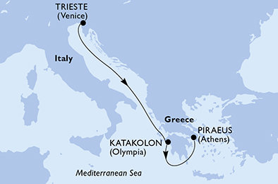 Itálie, Řecko na lodi MSC Fantasia