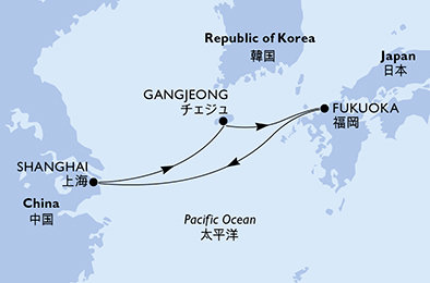 Čína, Jižní Korea, Japonsko ze Šanghaje na lodi MSC Bellissima