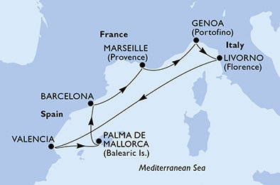 Francie, Itálie, Španělsko z Marseille na lodi MSC Orchestra