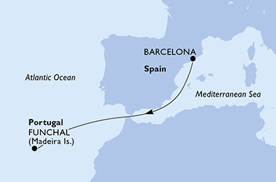Španělsko, Portugalsko z Barcelony na lodi MSC Grandiosa