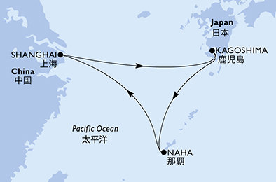 Čína, Japonsko ze Šanghaje na lodi MSC Bellissima