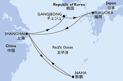 Čína, Japonsko, Jižní Korea ze Šanghaje na lodi MSC Bellissima