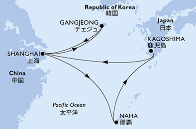 Čína, Jižní Korea, Japonsko ze Šanghaje na lodi MSC Bellissima