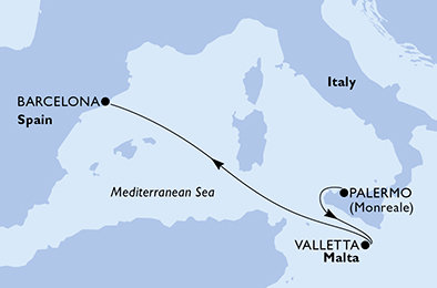 Sicílie, Malta, Španělsko z Palerma na lodi MSC Splendida