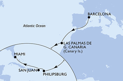 Španělsko, Svatý Martin, USA z Barcelony na lodi MSC Grandiosa Španělsko, Svatý Martin, USA z Barcelony na lodi MSC Grandiosa